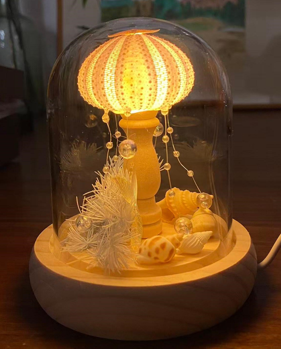 Sea Urchin Shell Lamp wholesale shell craft – LAMP-S01-R005, view 1