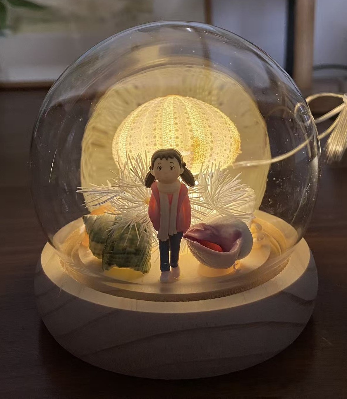 Sea Urchin Shell Lamp wholesale shell craft – LAMP-S01-R006, view 1